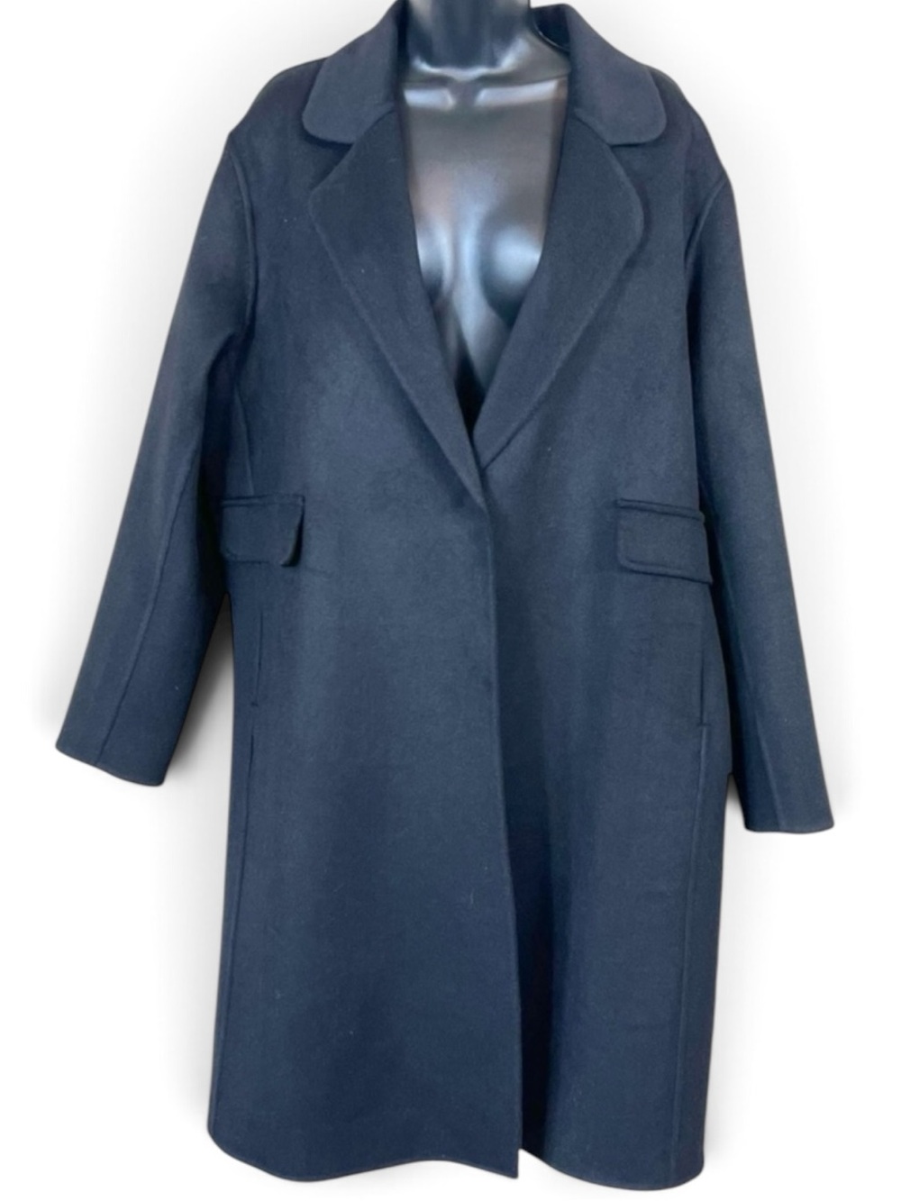 SimpleLinenLife Mid Length Wool/Cashmere Blend Winter Coat in Black